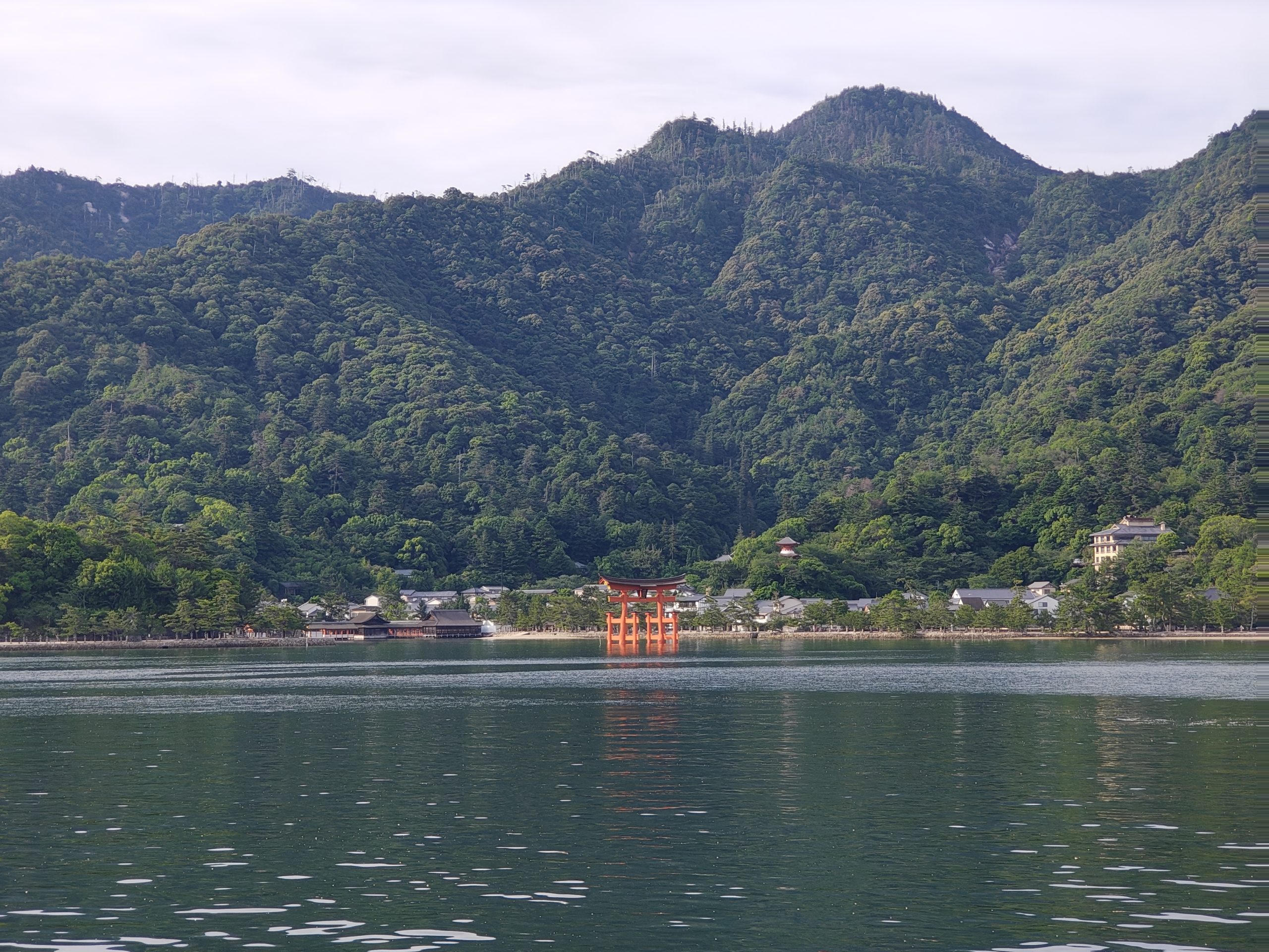 船上から見える厳島神社の大鳥居